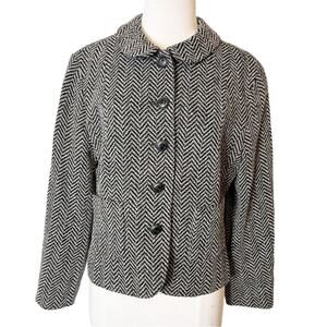 Rena Lange wool herringbone lady jacket gray black sz 42